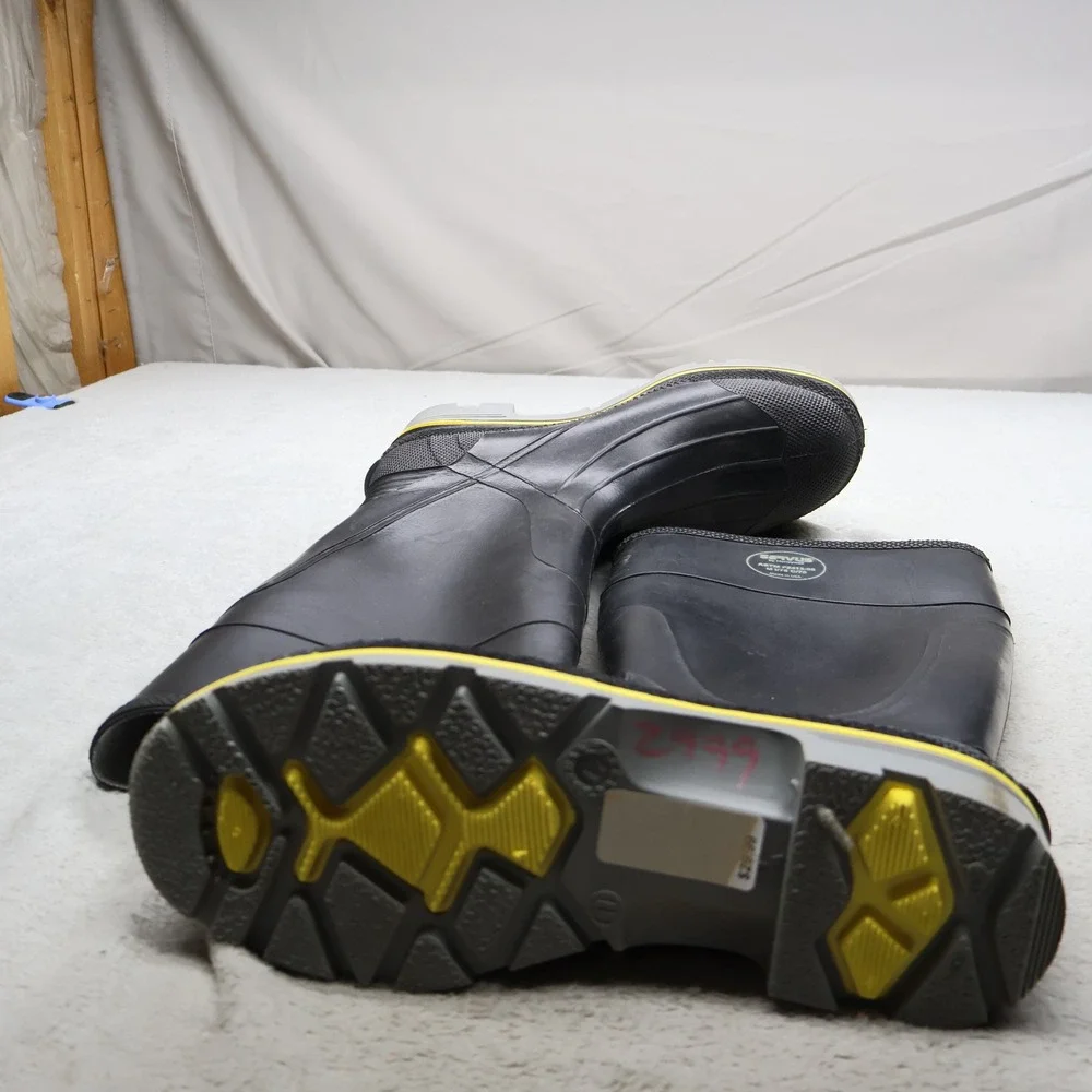 Servus Mens 11 Work Boots Black Rubber Waterproof Steel Toe Safety Utility USA